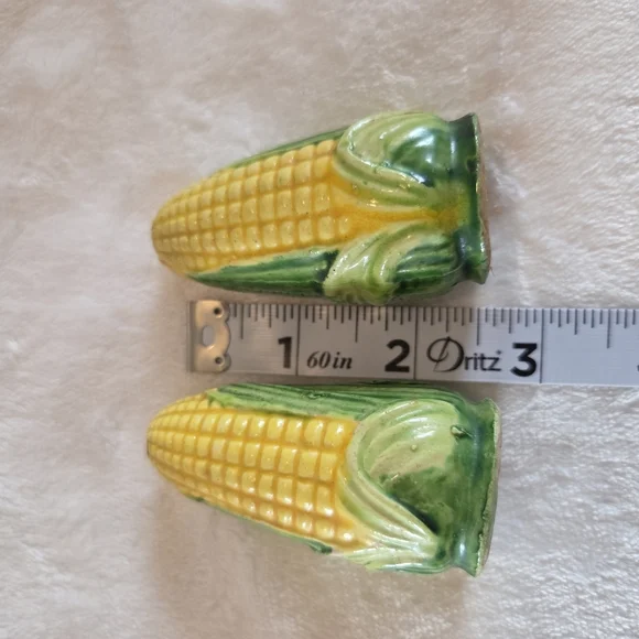 Vintage Japan Half Shucked Corn On the Cob Salt and Pepper Shakers Ceramic - Picture 7 of 8